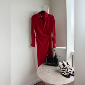 Mango Vibrant Red Long Sleeve Dress